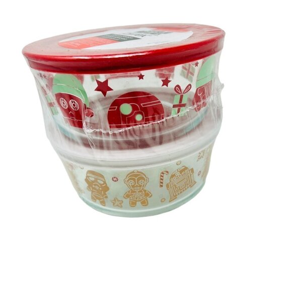 PYREX Star Wars 4-piece Round Decorated Glass Storage Holiday Set - Picture 8 of 9